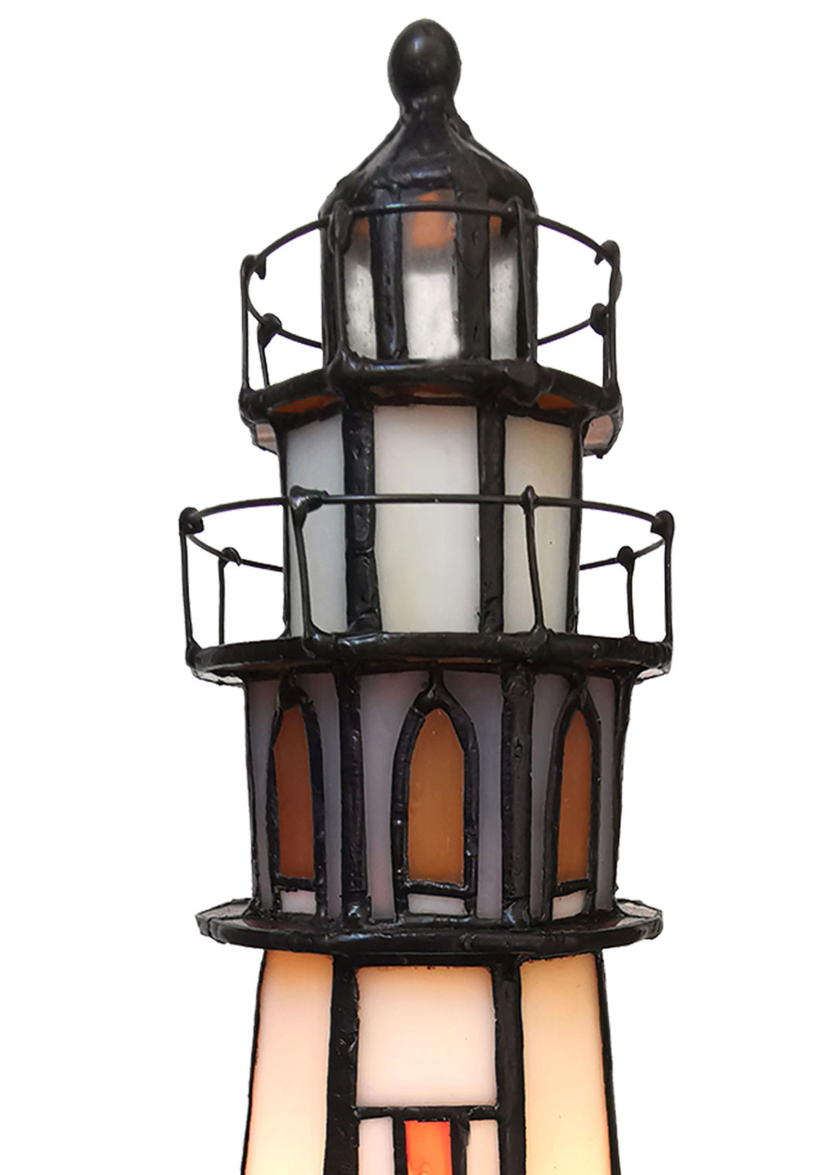 Clayre & Eef Lampe de table Tiffany phare 11*11*25 cm E14/max 1*25W 5LL-6006