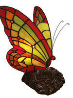 Clayre & Eef Lampe de table Tiffany papillon 15*15*27 cm E14/max 1*25W 5LL-6011