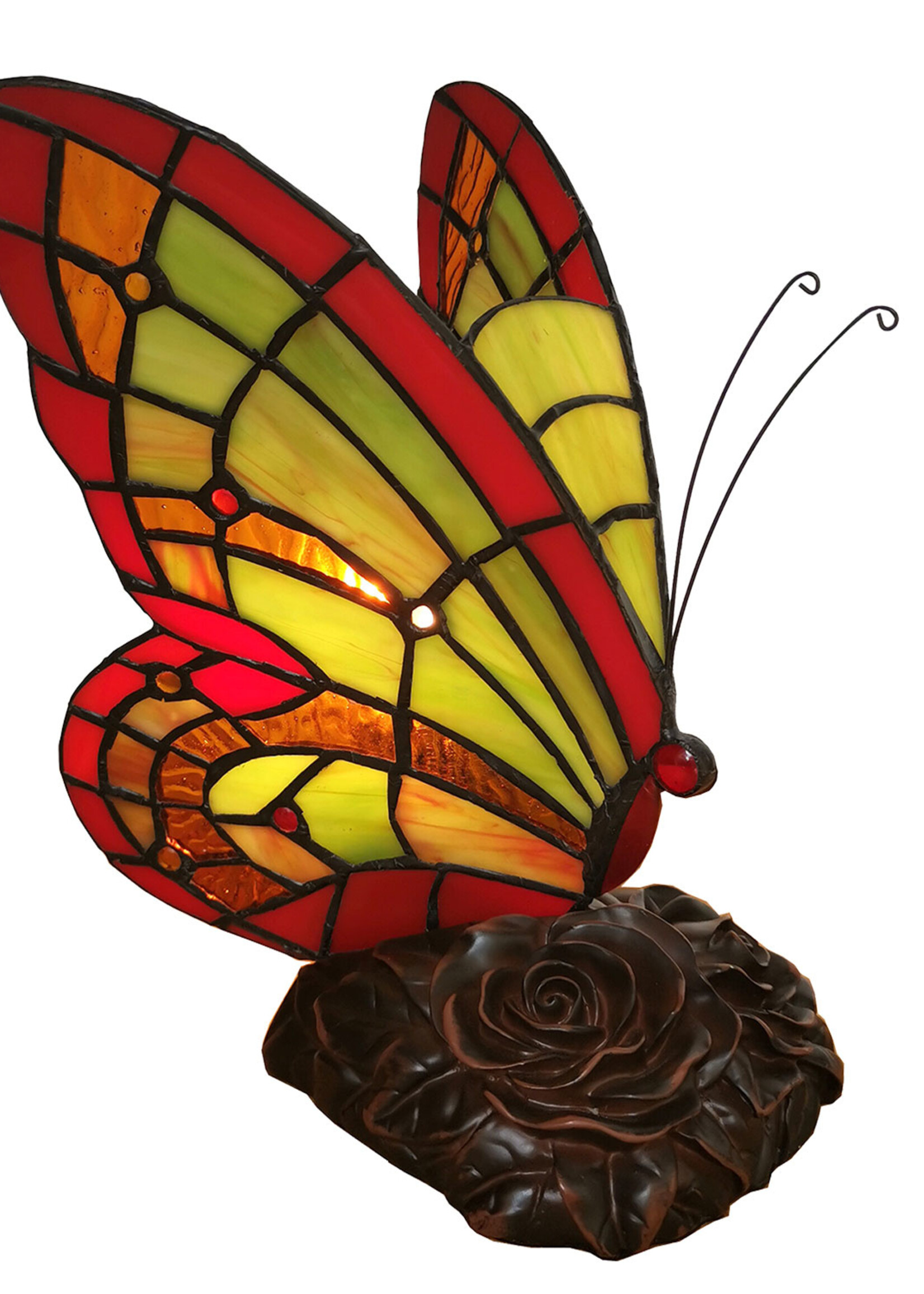 Clayre & Eef Lampe de table Tiffany papillon 15*15*27 cm E14/max 1*25W 5LL-6011