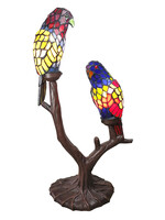 Clayre & Eef Lampe de table Tiffany perroquets 50*24*63 cm E14/max 2*40W 5LL-6017