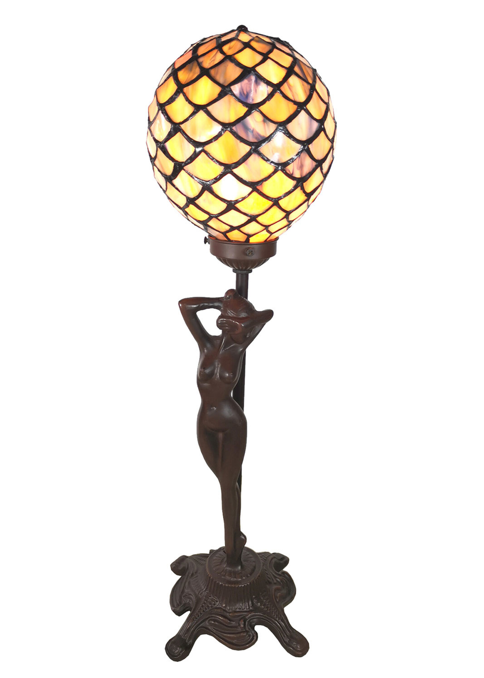 Clayre & Eef Tafellamp Tiffany 21*21*51 cm E14/max 1*25W 5LL-6024