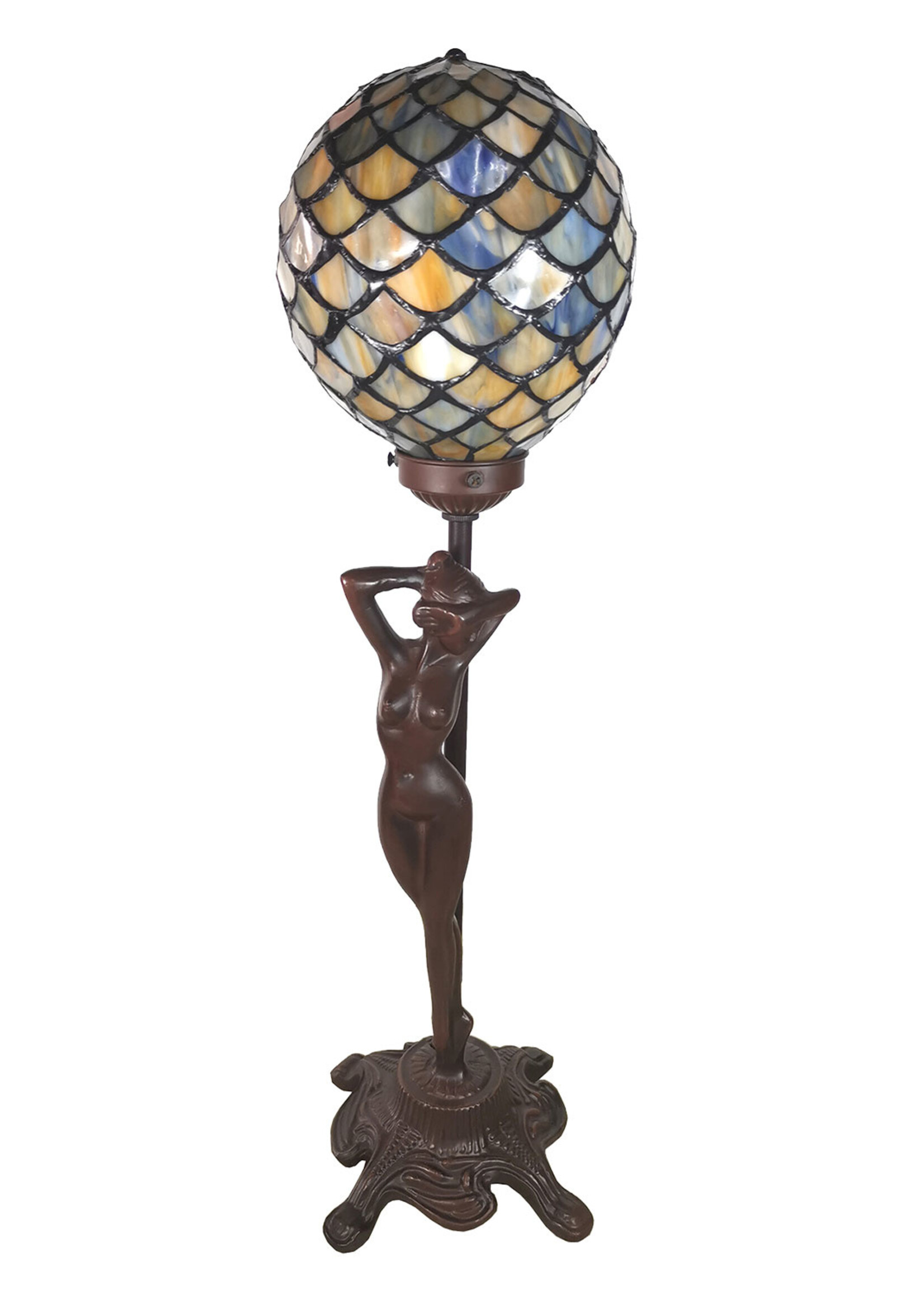 Clayre & Eef Tafellamp Tiffany 21*21*51 cm E14/max 1*25W 5LL-6024