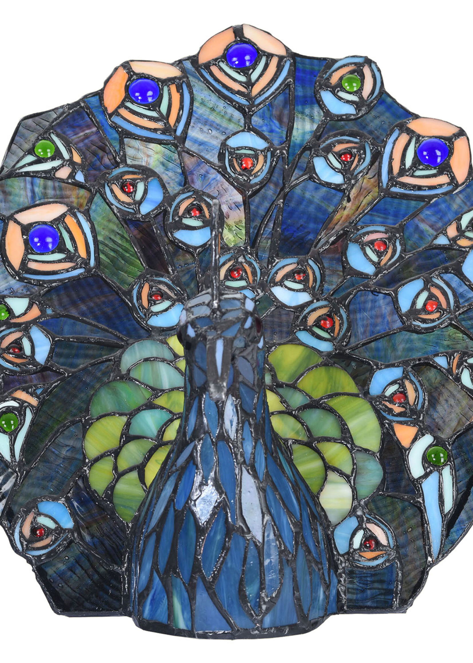 Clayre & Eef Tafellamp Tiffany pauw 32*30 cm E14/max 1*40W 5LL-6044