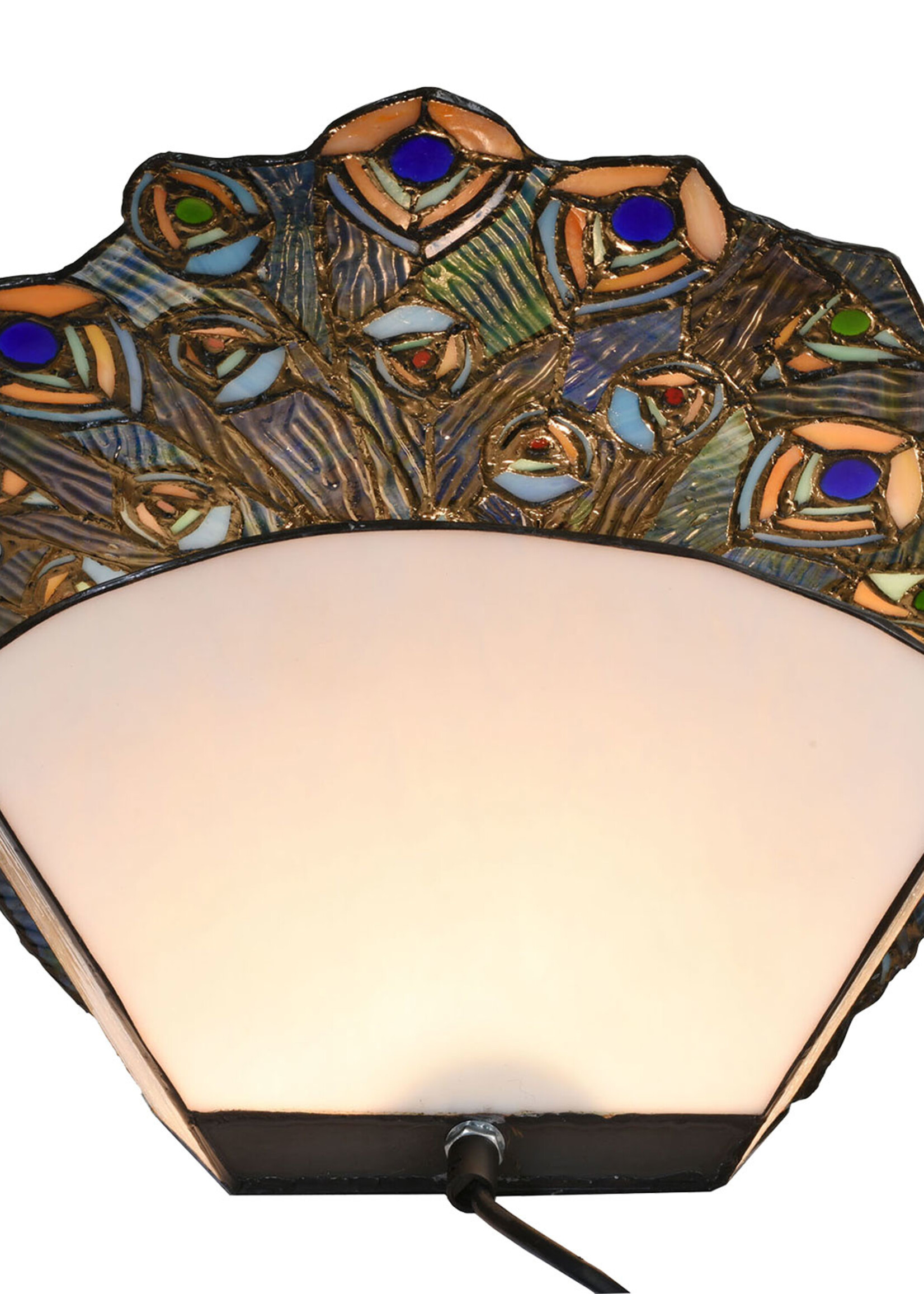 Clayre & Eef Lampe de table Tiffany paon 32*30 cm E14/max 1*40W 5LL-6044