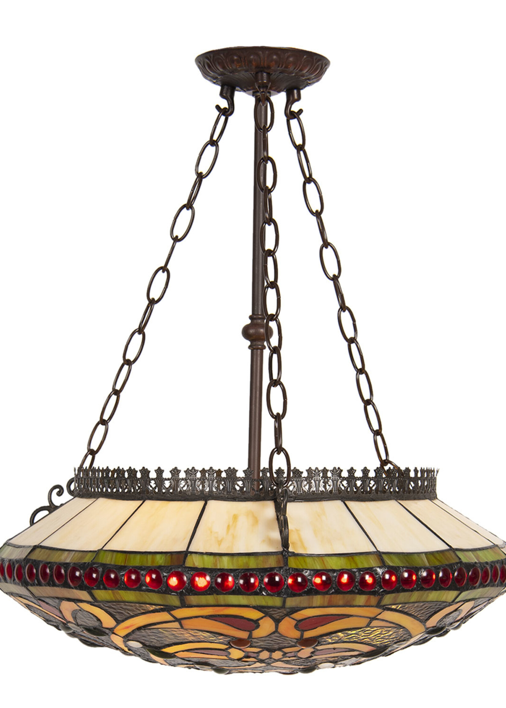 Clayre & Eef Plafondlamp Tiffany Ø 51*112 cm E27/max 3*60W 5LL-6082