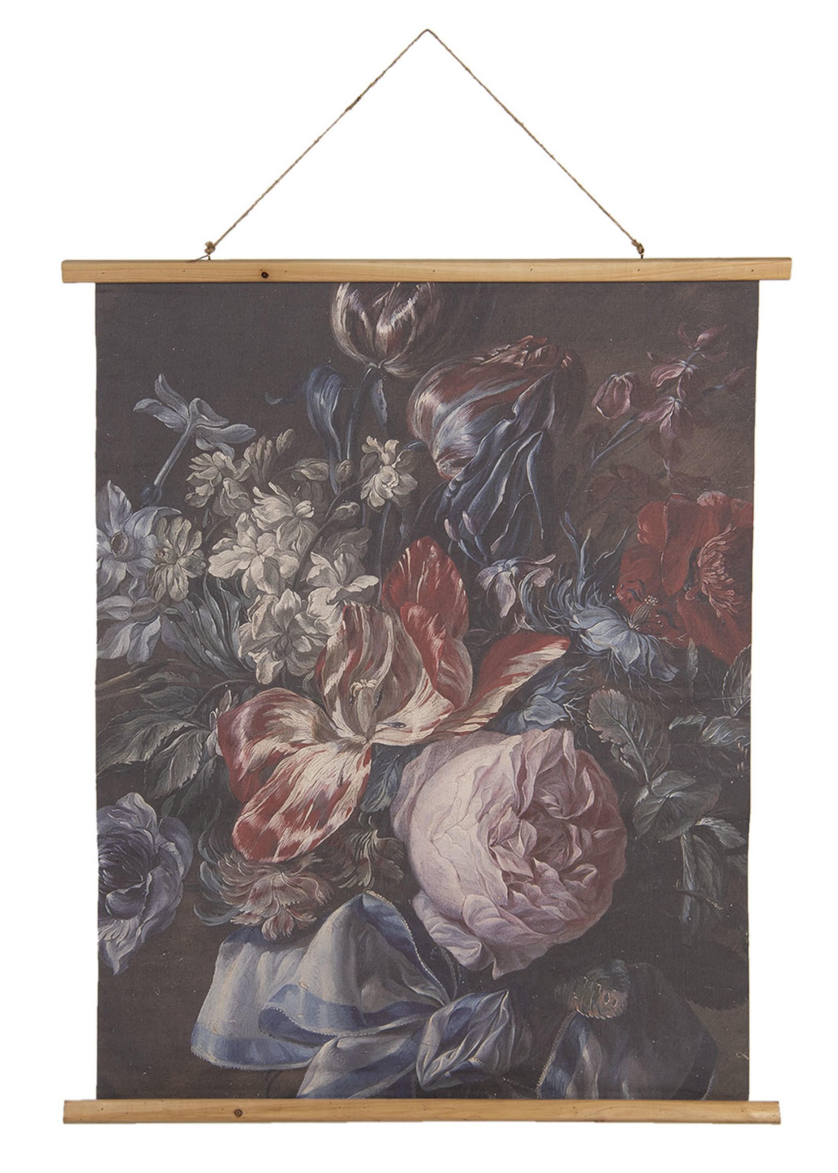Clayre & Eef Wandkaart met bloemen 80*2*100 cm 5WK0034