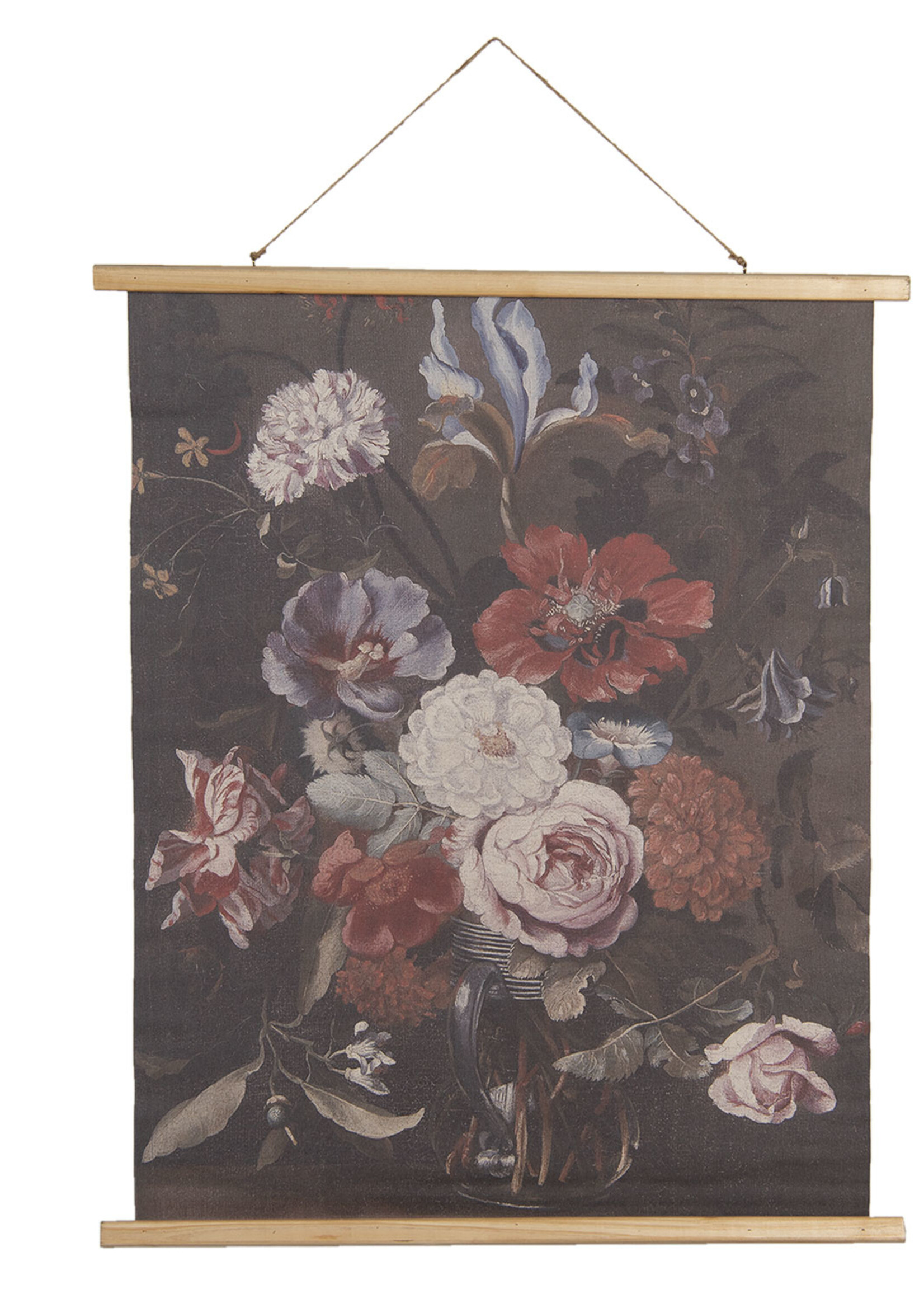 Clayre & Eef Wandkaart met bloemen 80*2*100 cm 5WK0035