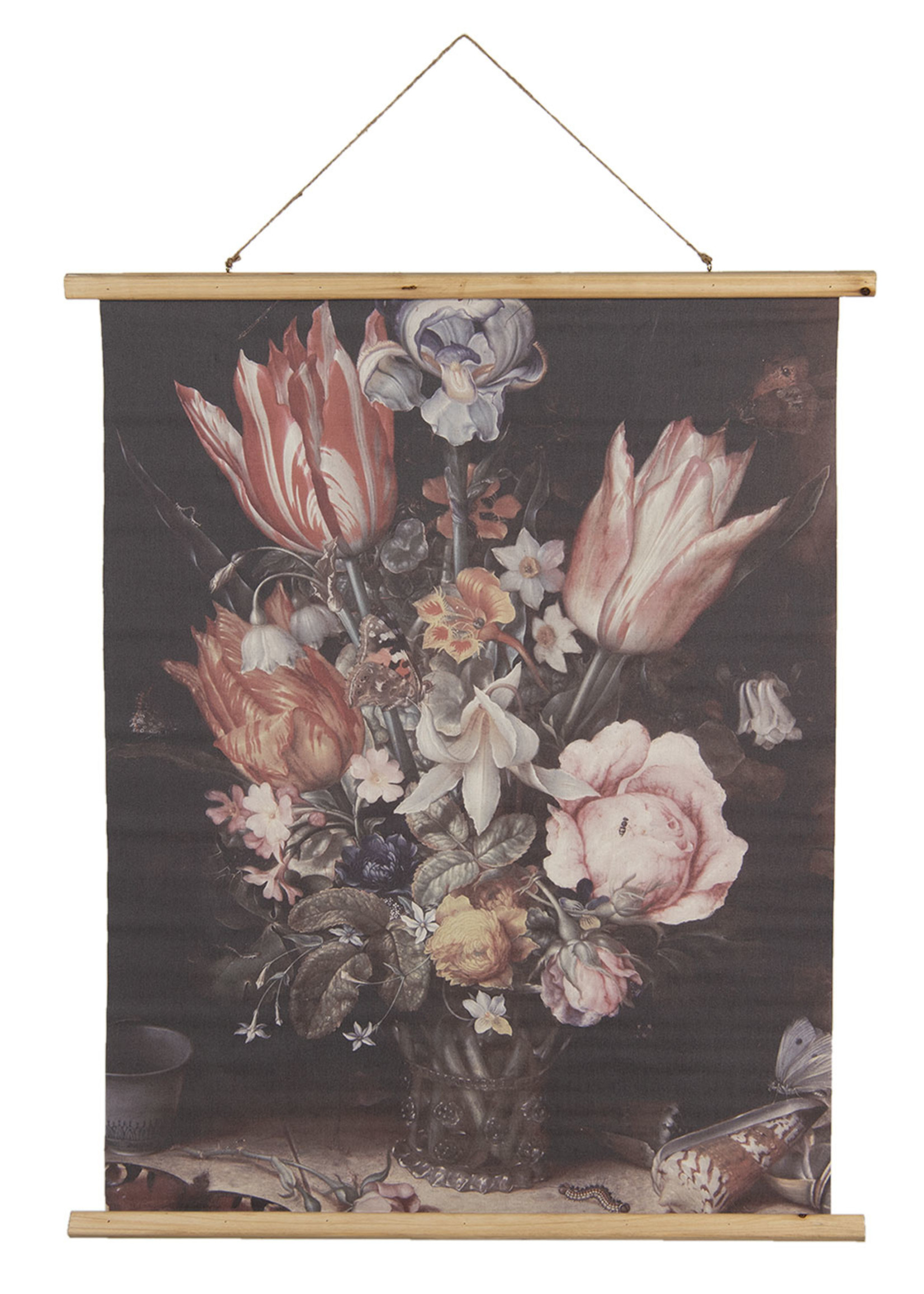 Clayre & Eef Wandkaart met bloemen 80*2*100 cm 5WK0038