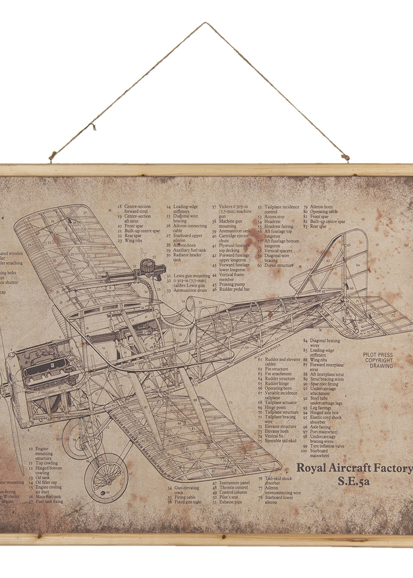 Clayre & Eef Carte murale aéroplane 100*2*75 cm 5WK0042