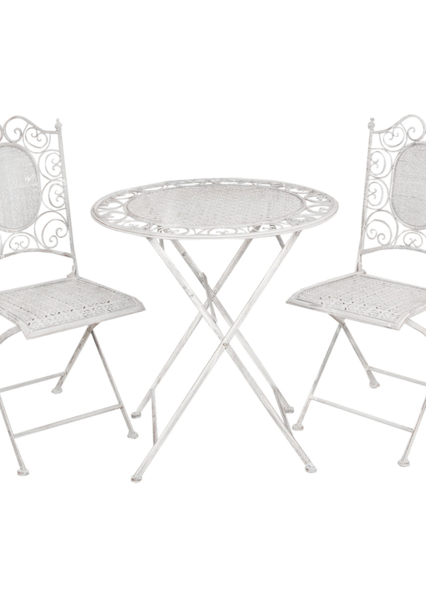 Clayre & Eef Table + 2x Chaises Ø 70*75 / 41*48*95 cm (2) 5Y0128