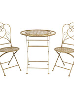 Clayre & Eef Table + 2x Chaise Ø 70*75/40*92 cm 5Y0222GO