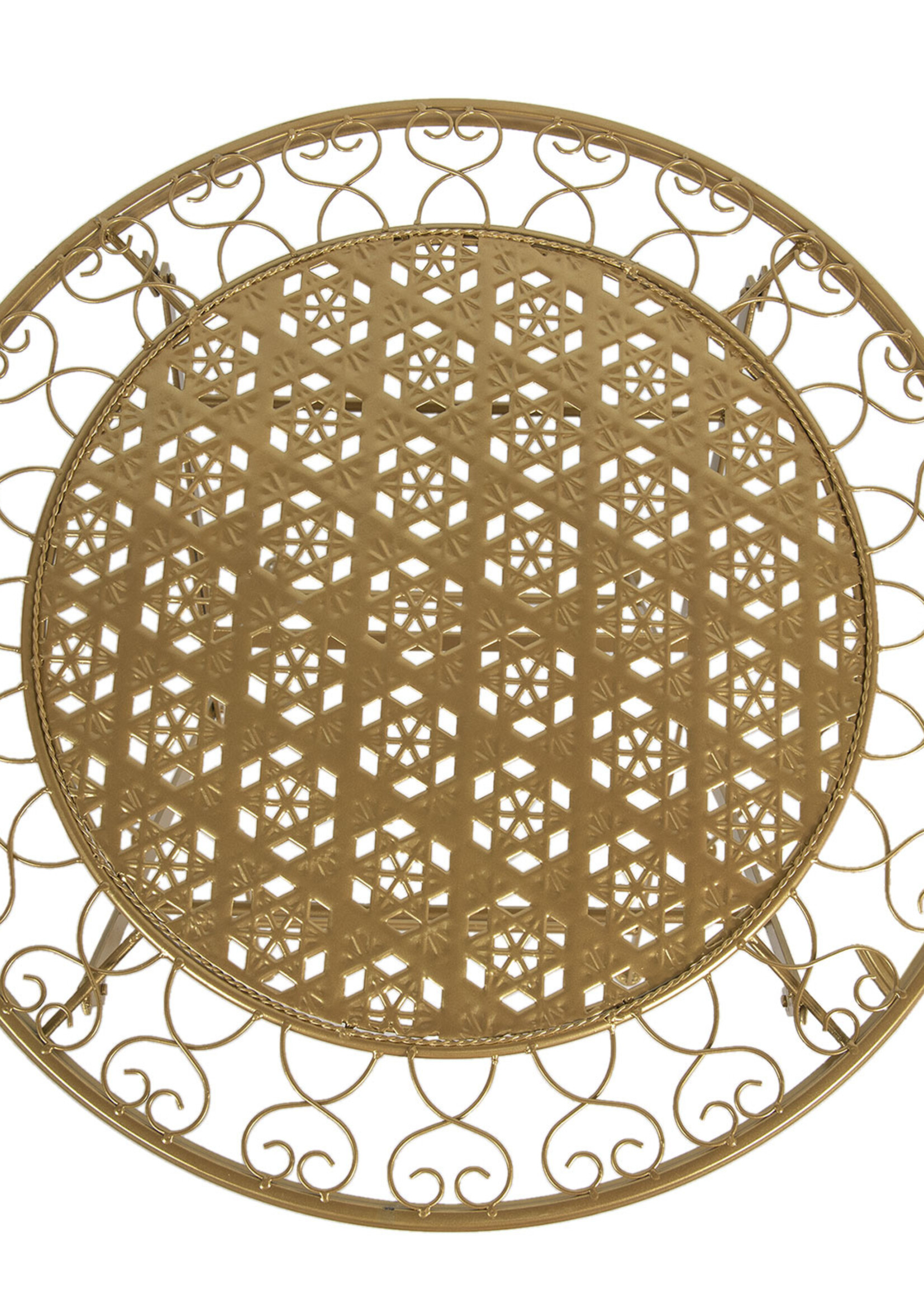 Clayre & Eef Tafel + 2 stoelen Ø 70*75 / (2) 42*39*93 cm 5Y0222GO