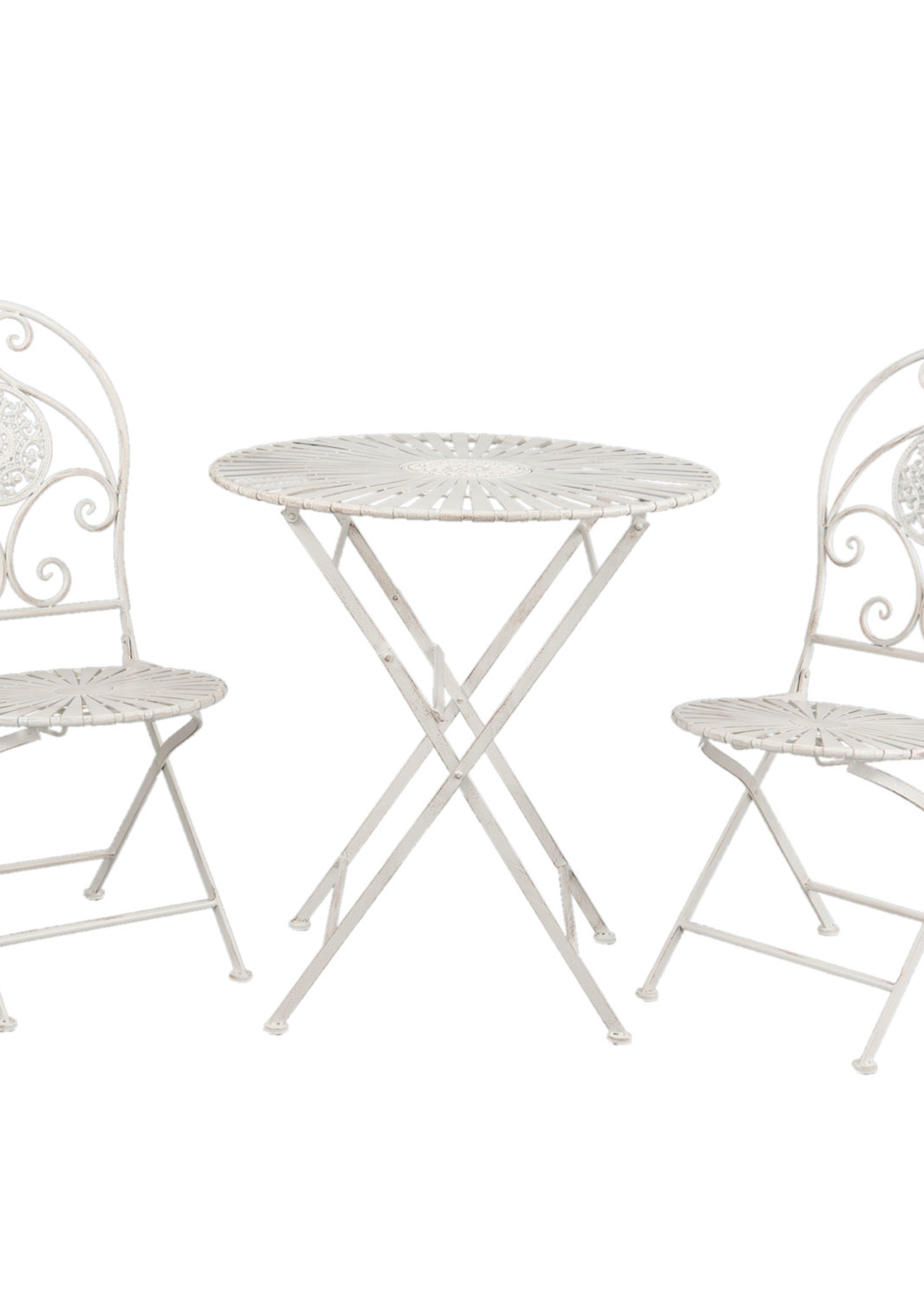 Clayre & Eef Tafel + 2 stoelen Ø 70*76 cm / 42*54*93 cm (2) 5Y0386