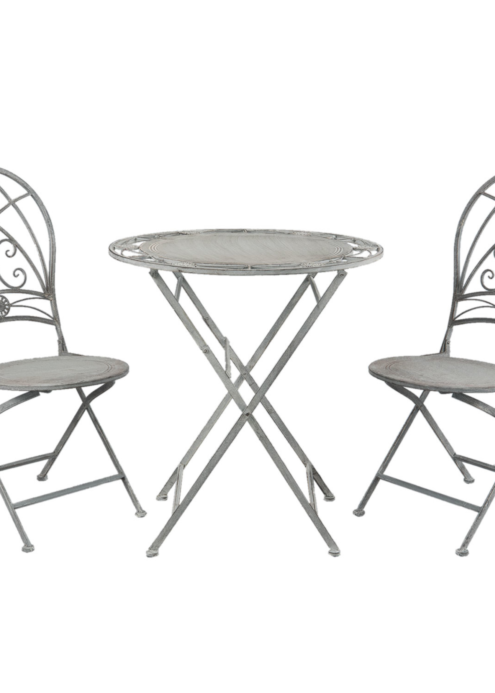 Clayre & Eef Tafel + 2 stoelen Ø 70*76 cm / 42*54*93 cm (2) 5Y0387