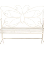 Clayre & Eef Bank / Tuinbank distressed wit vlinder 108*55*99 cm 5Y0459