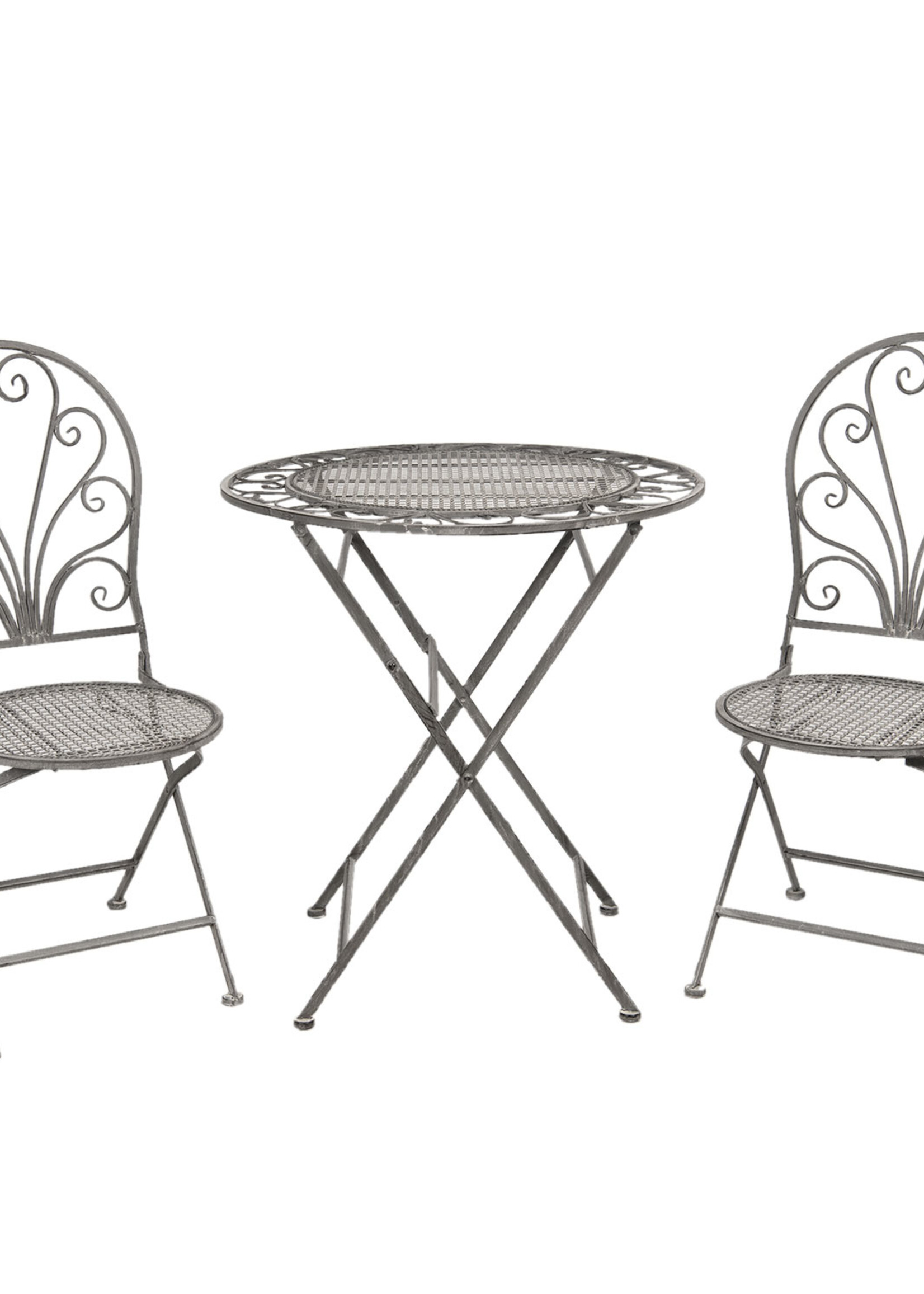 Clayre & Eef Tafel + 2 stoelen Ø 70*76 cm / 40*47*94 cm (2) 5Y0693