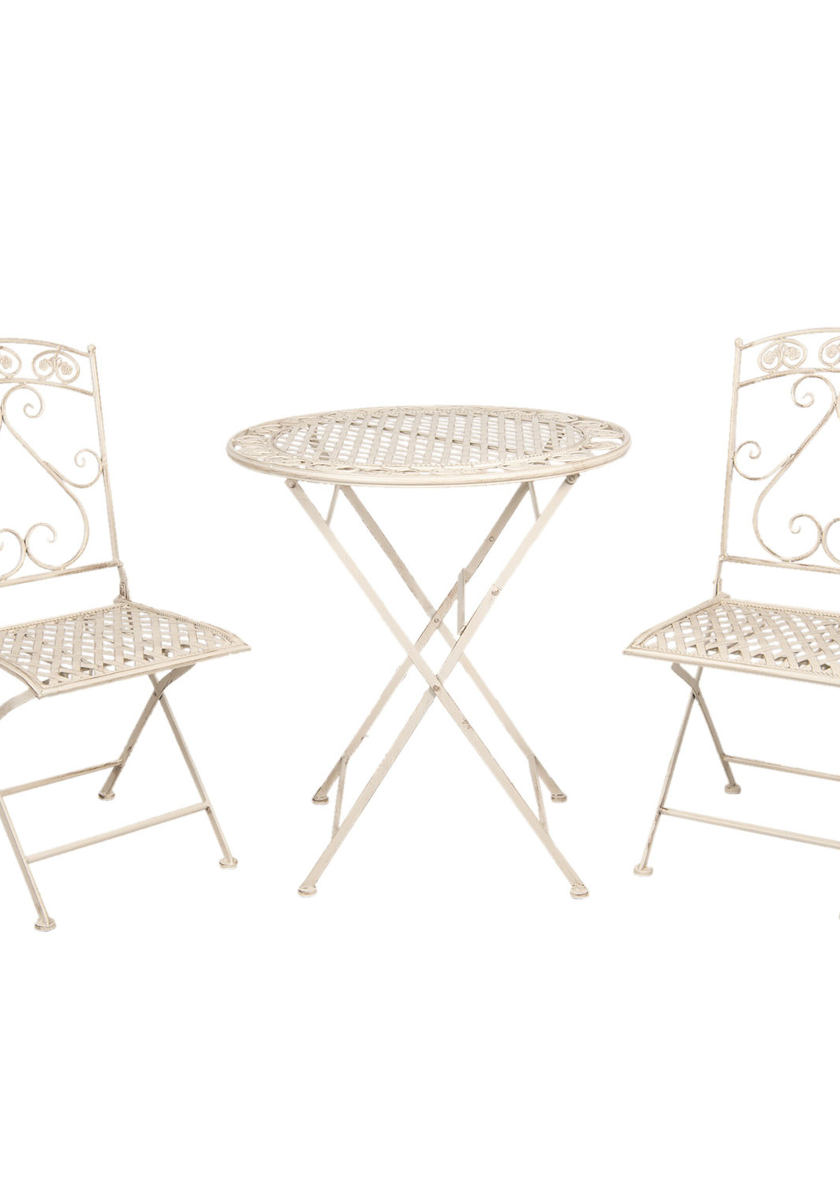 Clayre & Eef Table + 2x Chaises  Ø 70*76 cm / 39*48*91 cm (2) 5Y0696