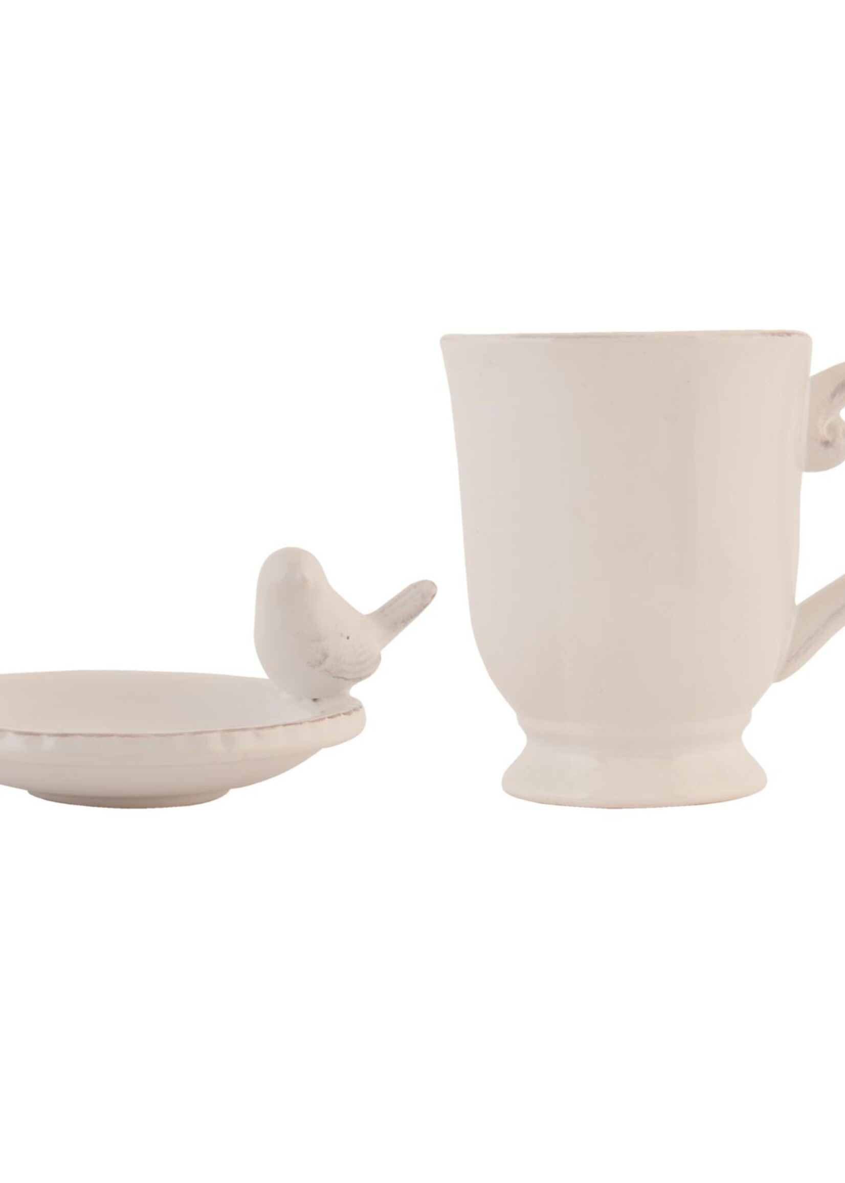 Clayre & Eef Mug et soucoupe 12*8*11 / Ø 9*4 cm / 300 ml 6CE0373
