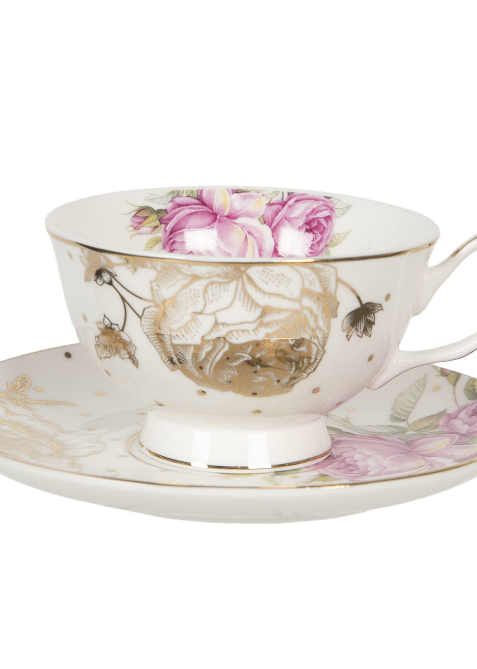 Clayre & Eef Tasse et soucoupe Ø 15*7 cm / 200 ml 6CE1123