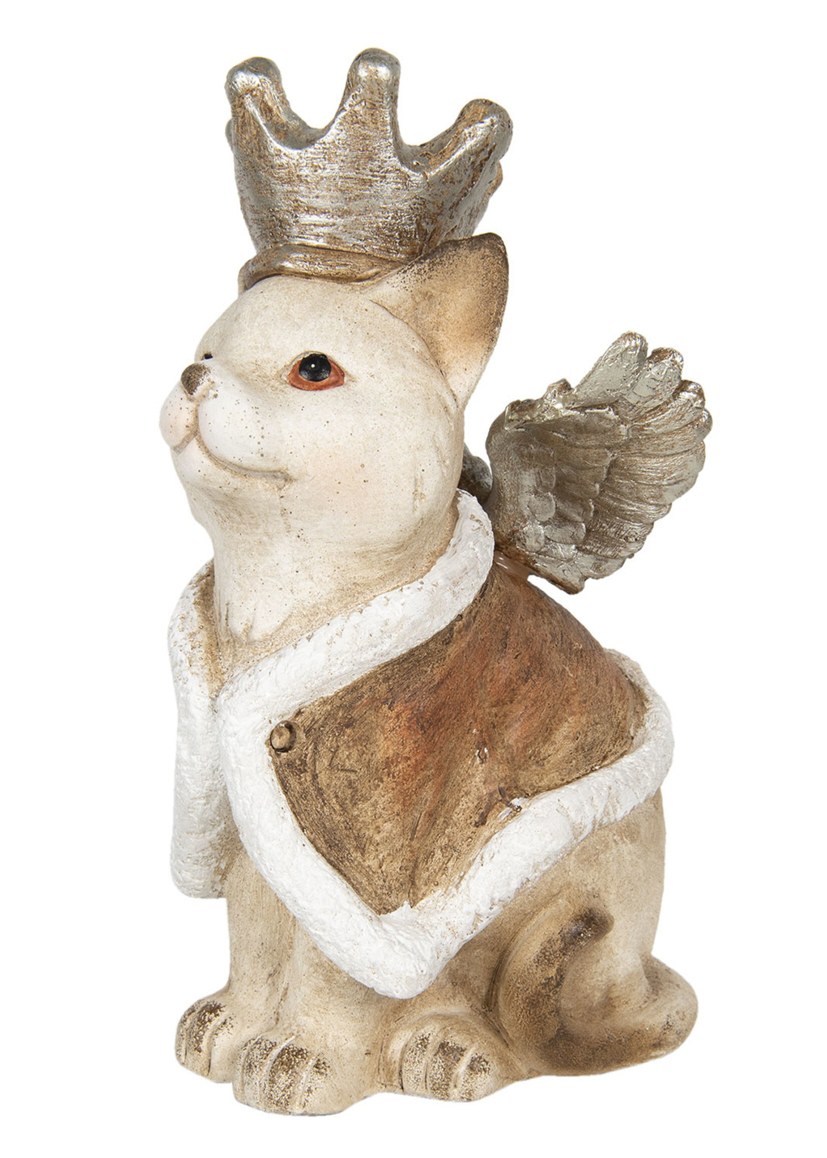 Clayre & Eef Décoration chat avec des ailes 34*21*37 cm 6CE1134