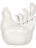 Clayre & Eef Lepelhouder kip met lepels 15*10*17 cm 6CE1139