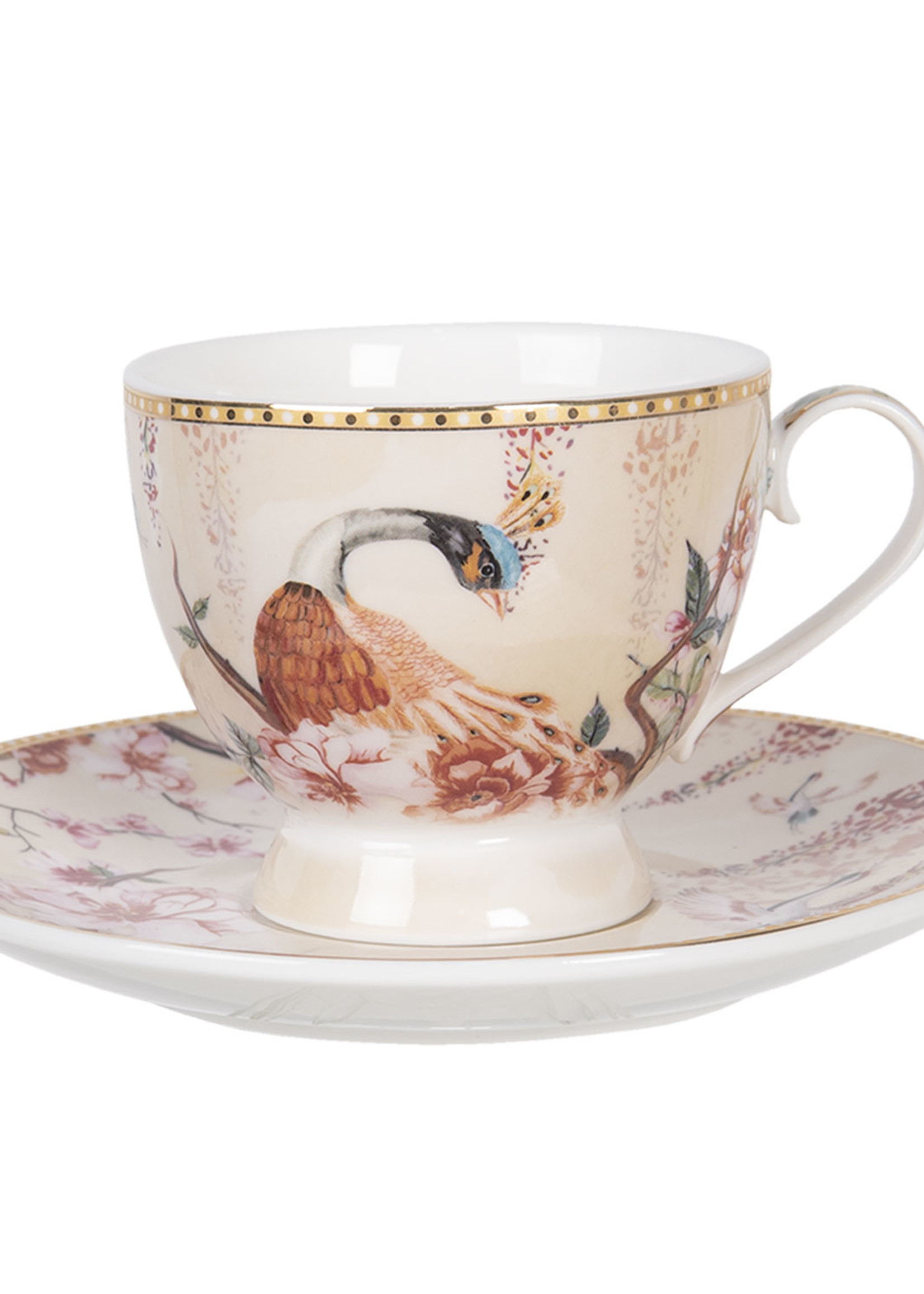 Clayre & Eef Kop en schotel 11*8*7 / Ø 16*2 cm / 220 ml 6CE1170