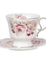 Clayre & Eef Kop en schotel 12*9*8 / Ø 15*1 cm / 200 ml 6CE1176