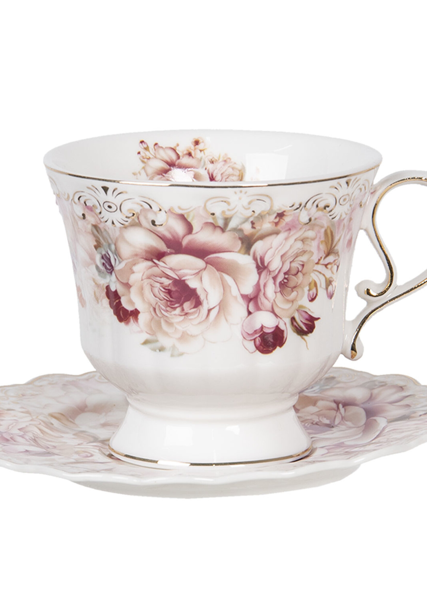 Clayre & Eef Tasse et soucoupe 12*9*8 / Ø 15*1 cm / 200 ml 6CE1176