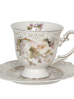 Clayre & Eef Kop en schotel 12*9*9 / Ø 14*1 cm / 200 ml 6CE1180