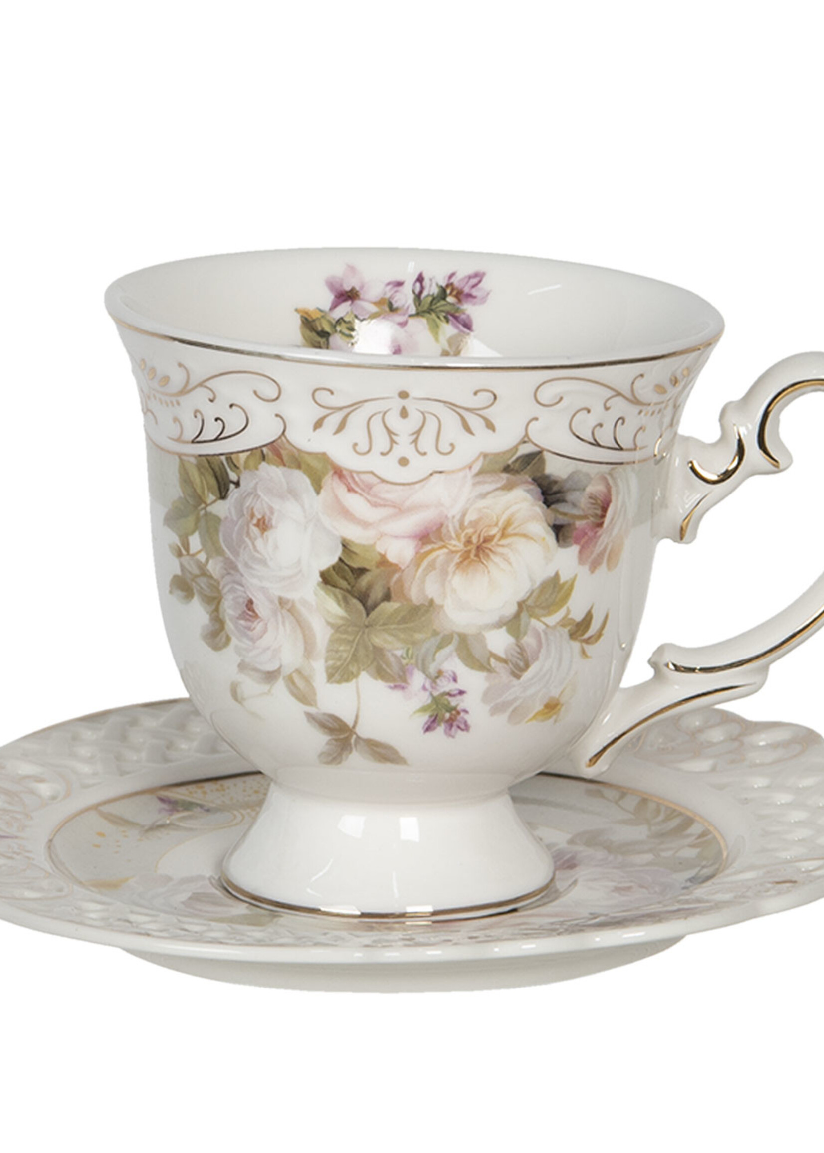 Clayre & Eef Tasse et soucoupe 12*9*9 / Ø 14*1 cm / 200 ml 6CE1180