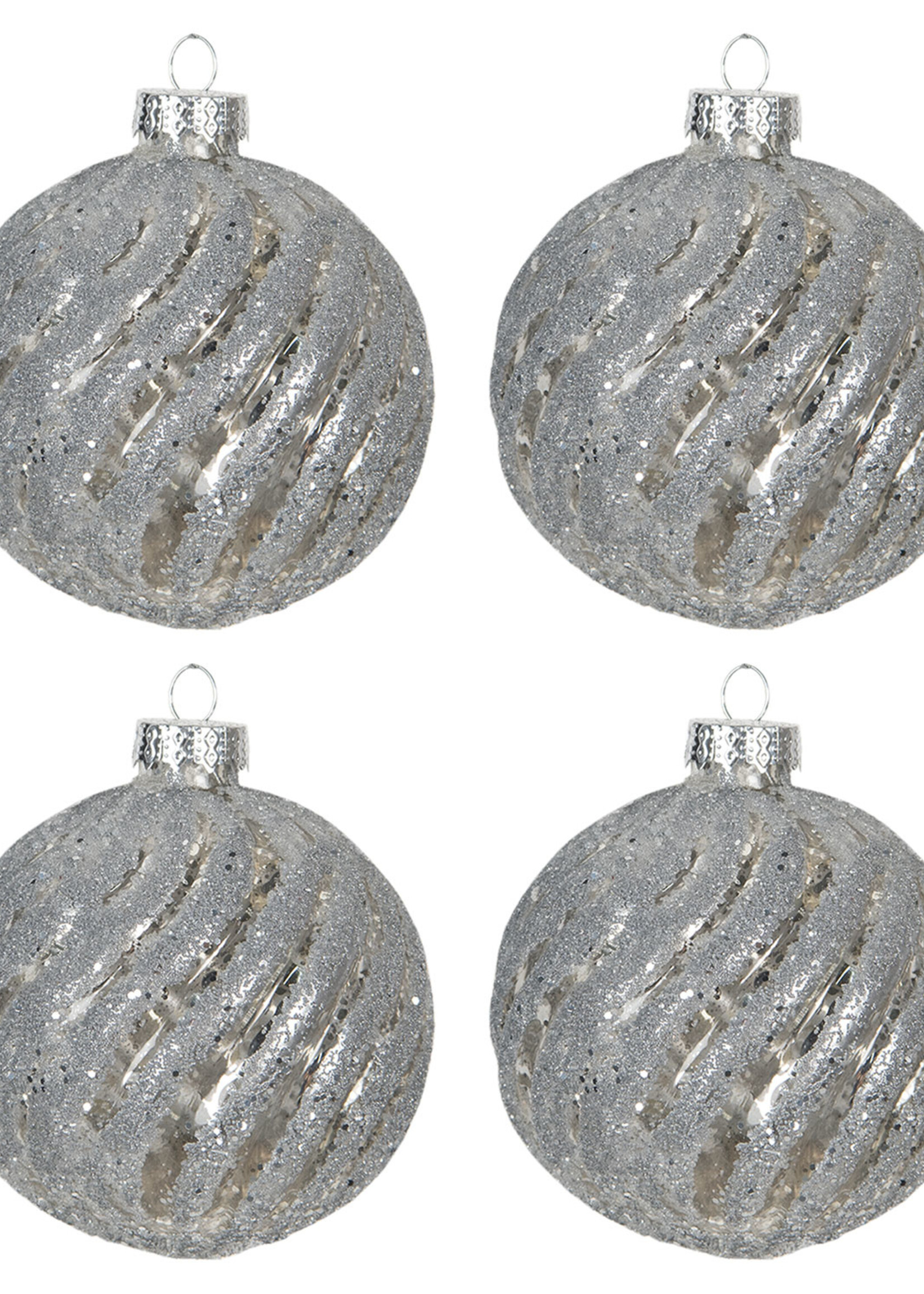 Clayre & Eef Doos kerstballen Ø 8 cm (set 4) 6GL2731