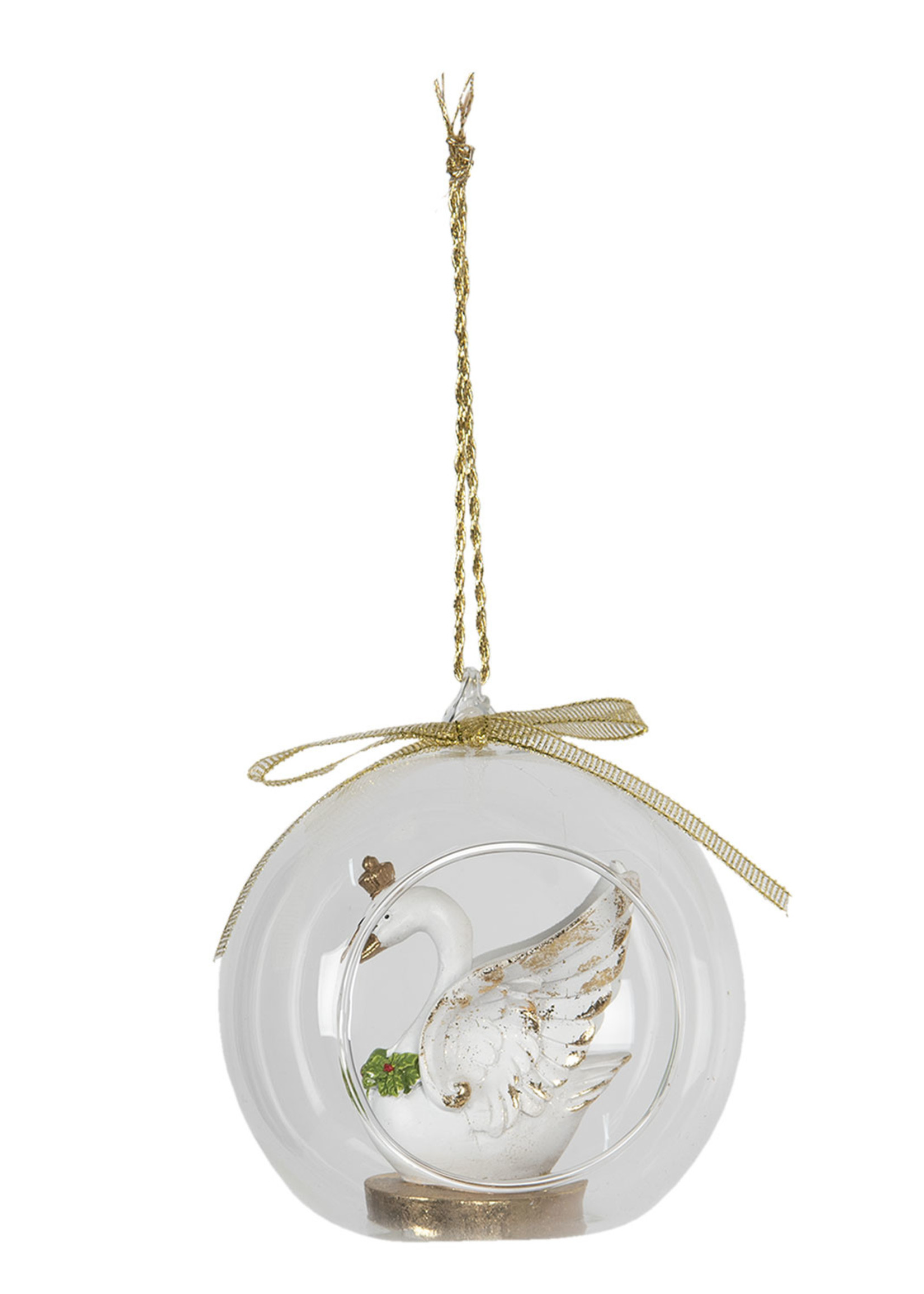 Clayre & Eef Oeuf pendentif avec cygne 10*9*11 cm 6GL2776