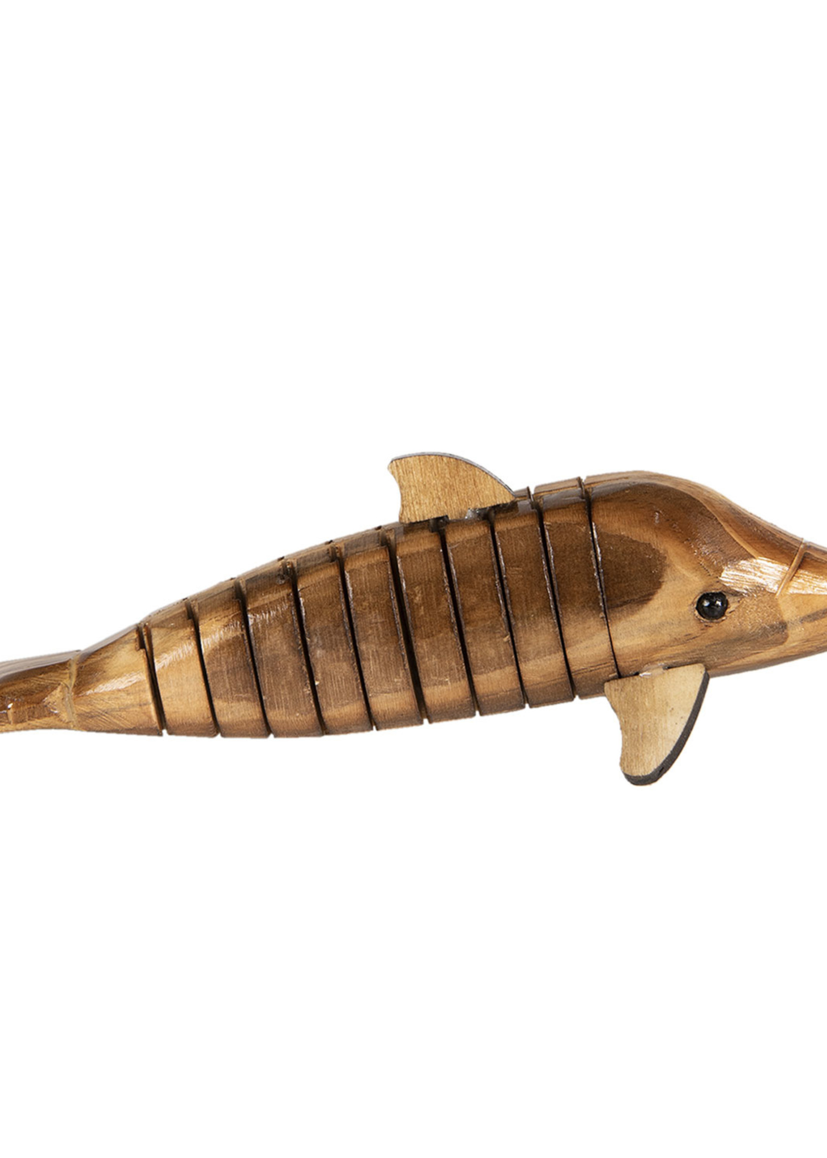 Clayre & Eef Decoratie houten dolfijn 21*4*4 cm 6H1842