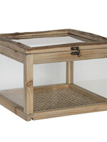 Clayre & Eef Kistje van hout met glas 30*30*21 cm 6H1919