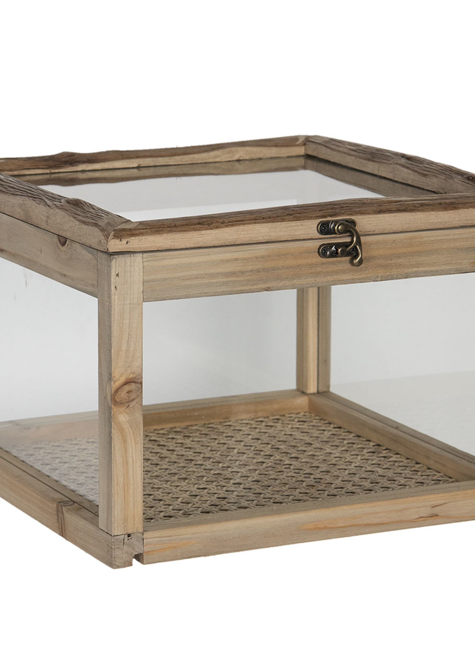 Clayre & Eef Kistje van hout met glas 30*30*21 cm 6H1919