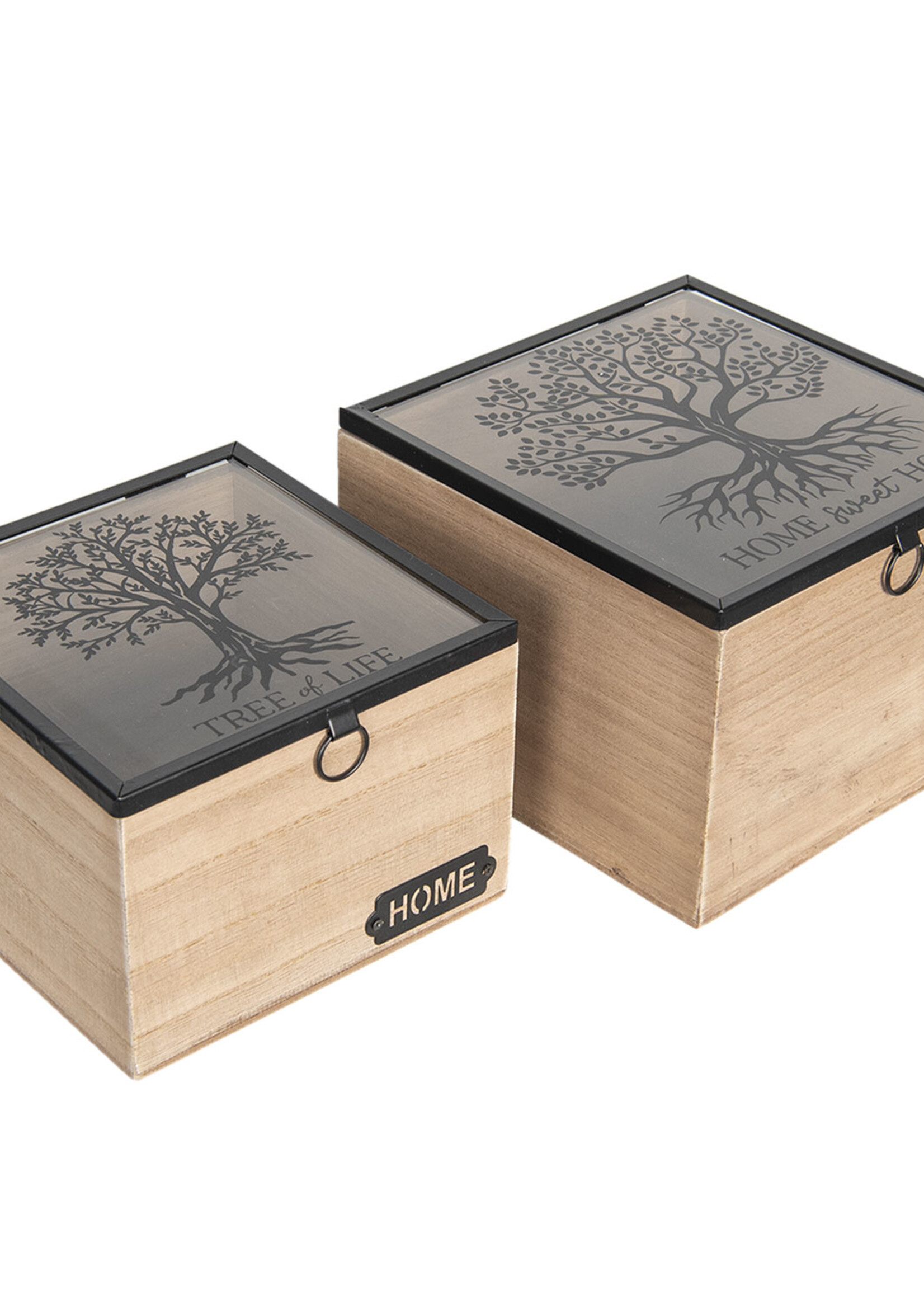 Clayre & Eef Opberg kistje (2) 18*18*12 / 15*15*11 cm 6H1936