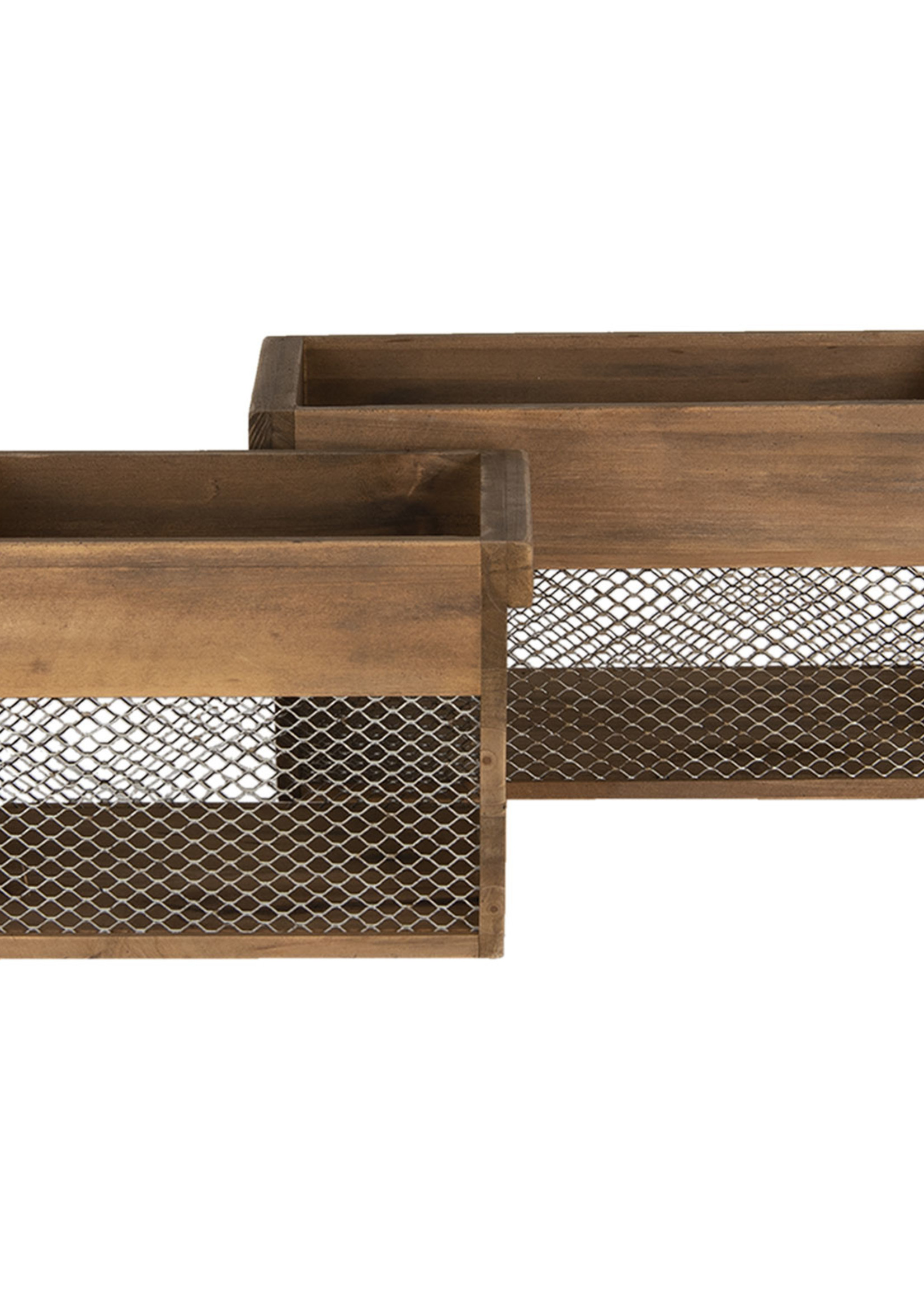 Clayre & Eef Boîte en bois (2) 32*19*16 / 23*16*15 cm 6H1996