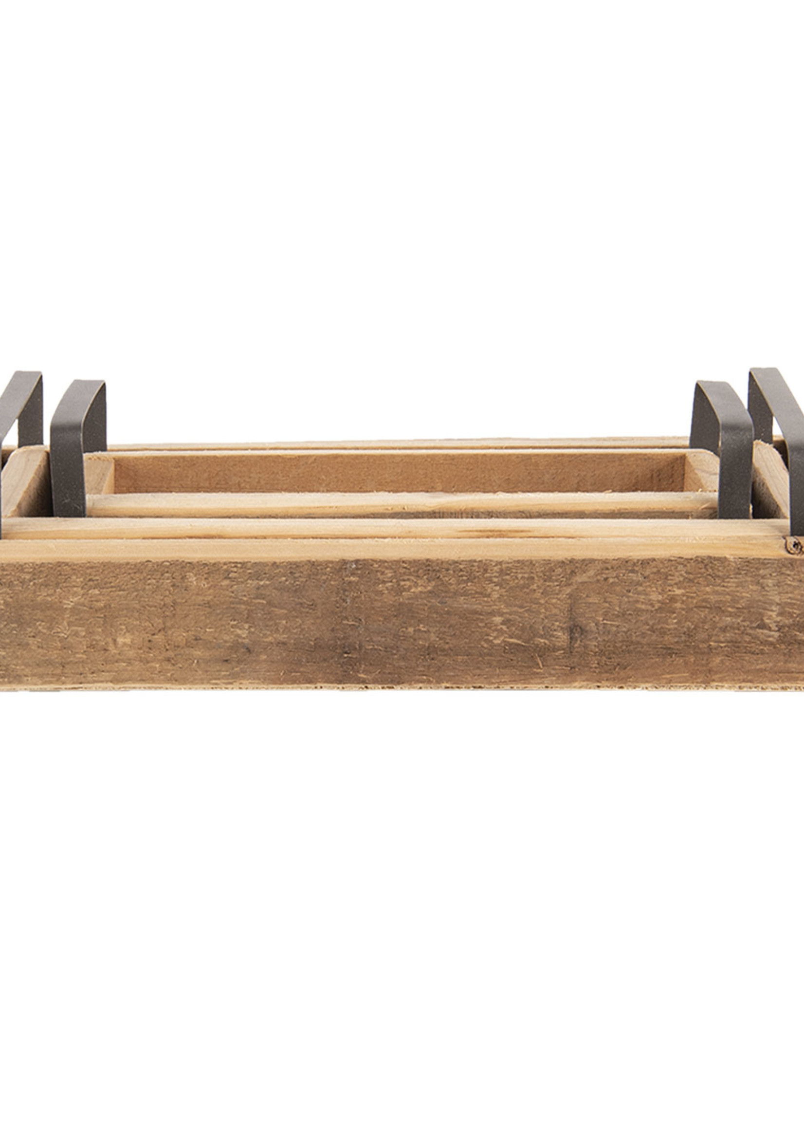 Clayre & Eef Plateau décoratif (set 3) 35*20*5 / 30*15*5 / 25*10*5 cm 6H2008