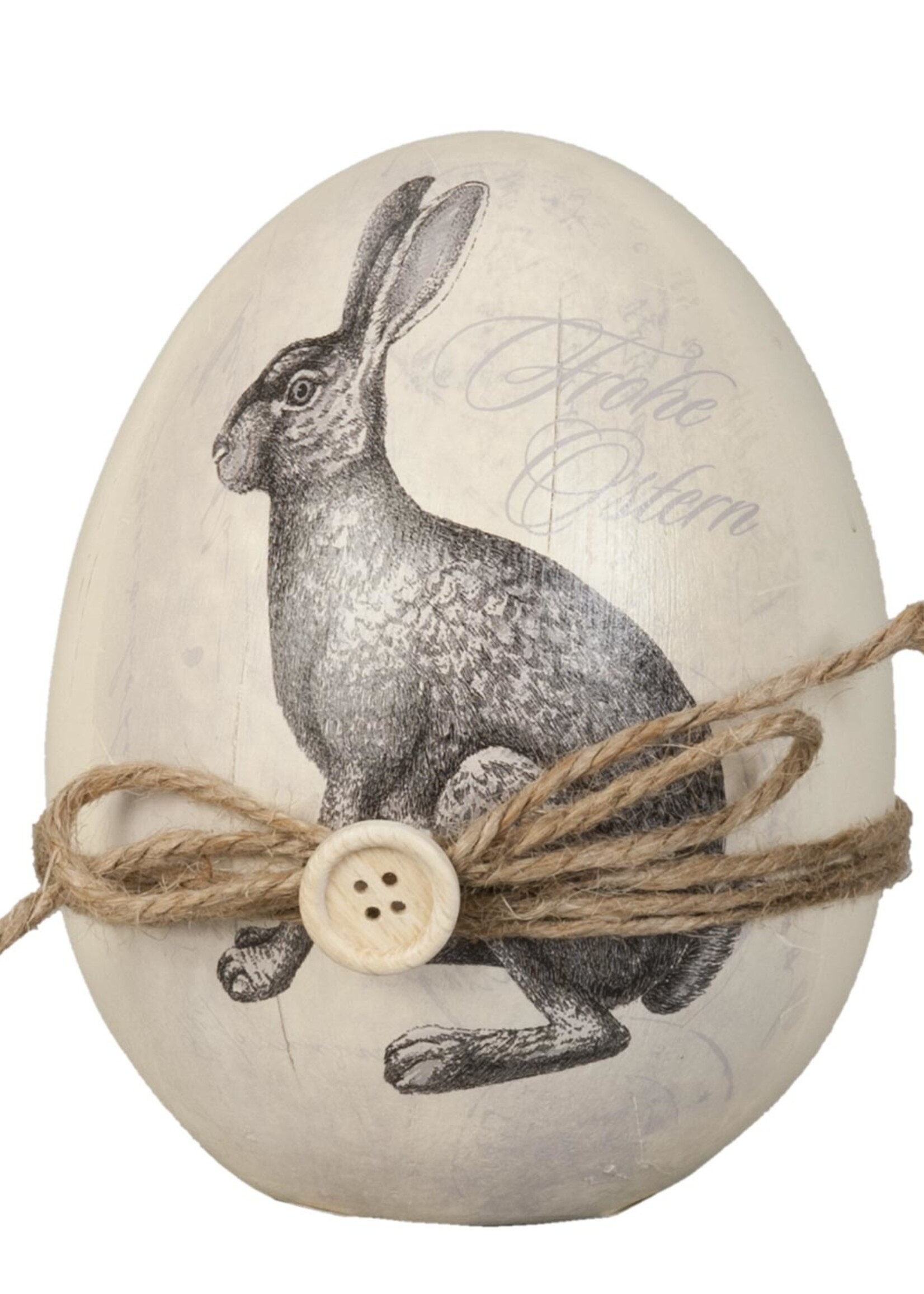 Clayre & Eef Decoratie ei met konijn Ø 12*14 cm 6PR0515