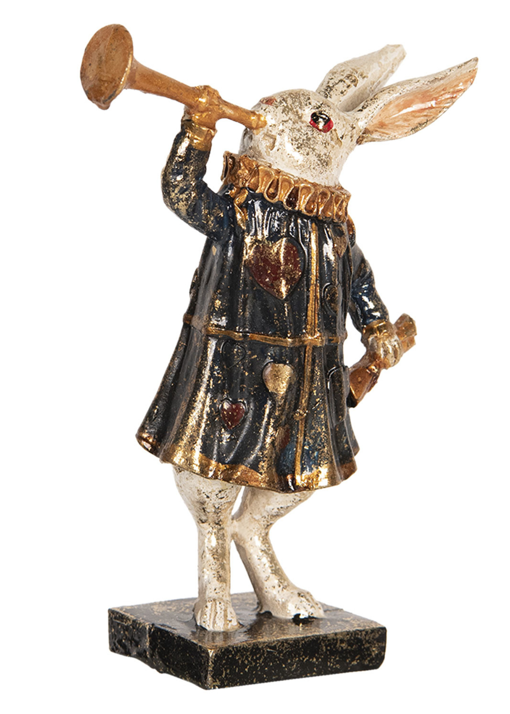 Clayre & Eef Décoration lapin avec trompette 8*4*12 cm 6PR2524