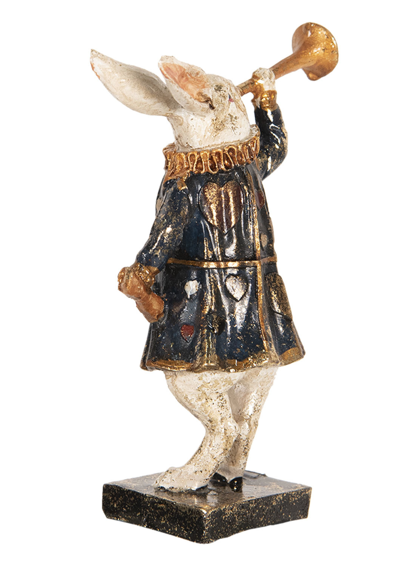 Clayre & Eef Decoratie konijn met trompet 8*4*12 cm 6PR2524