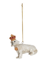 Clayre & Eef Pendentif chien avec couronne royale 7*3*7 cm 6PR2713