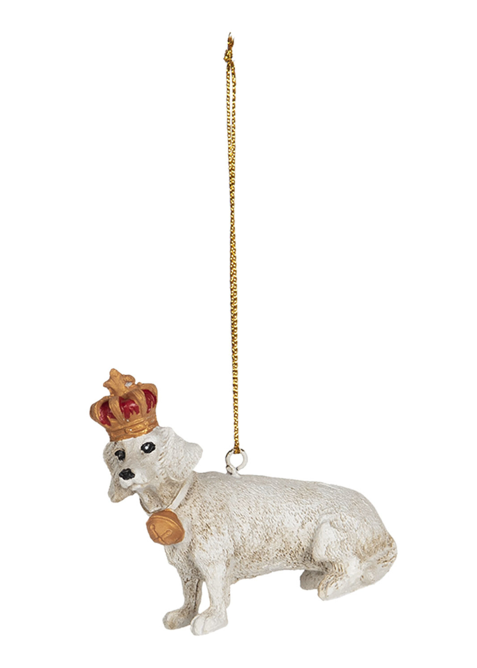 Clayre & Eef Hanger hond met kroon 7*3*7 cm 6PR2713