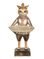 Clayre & Eef Decoratie kat met dienblad 16*14*30 cm 6PR2715
