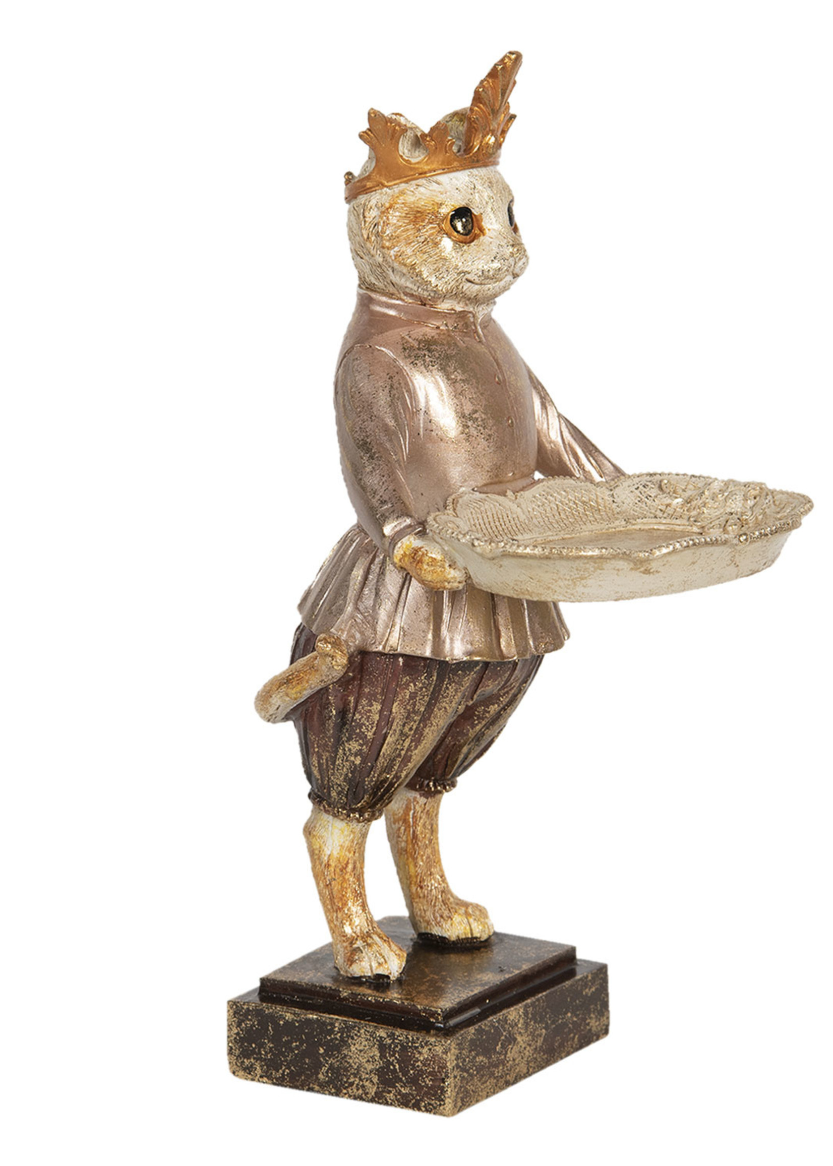 Clayre & Eef Décoration chat avec plateau 16*14*30 cm 6PR2715