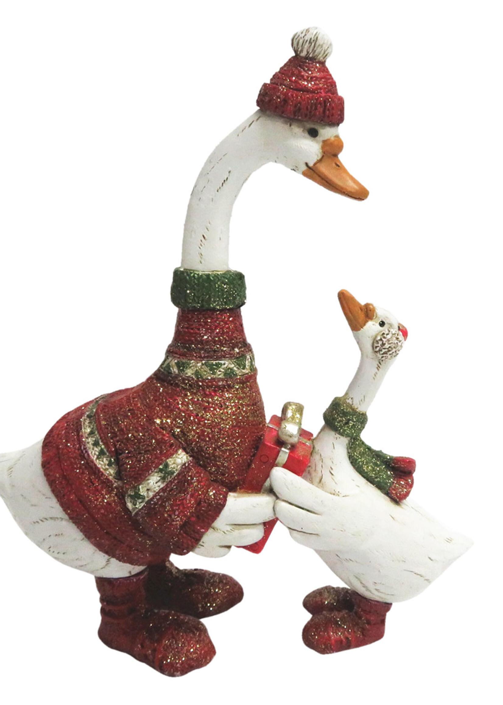 Clayre & Eef Décoration canards avec un cadeau 15*6*18 cm 6PR2749