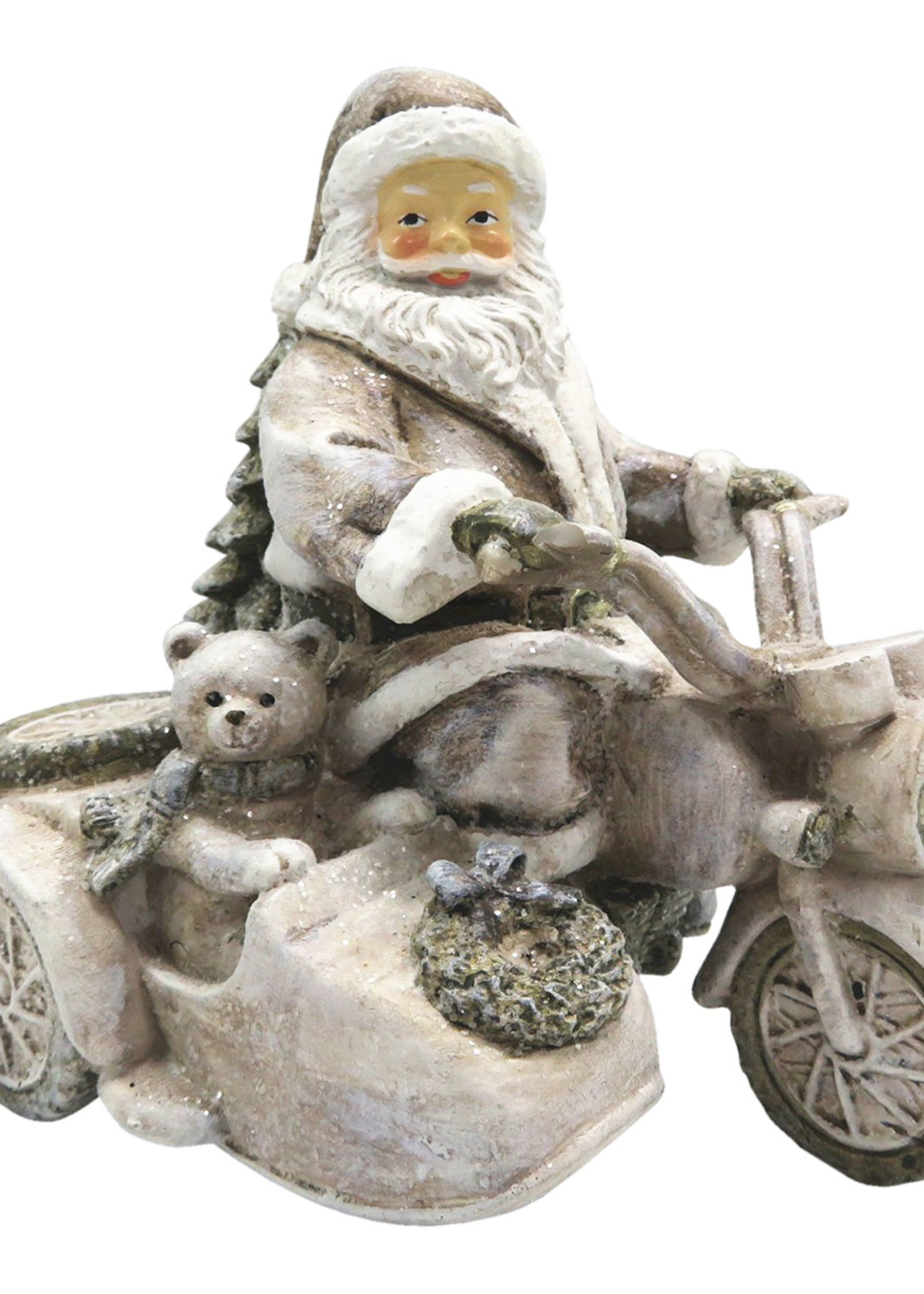 Clayre & Eef Décoration Père Noël sur moto 13*10*13 cm 6PR2775