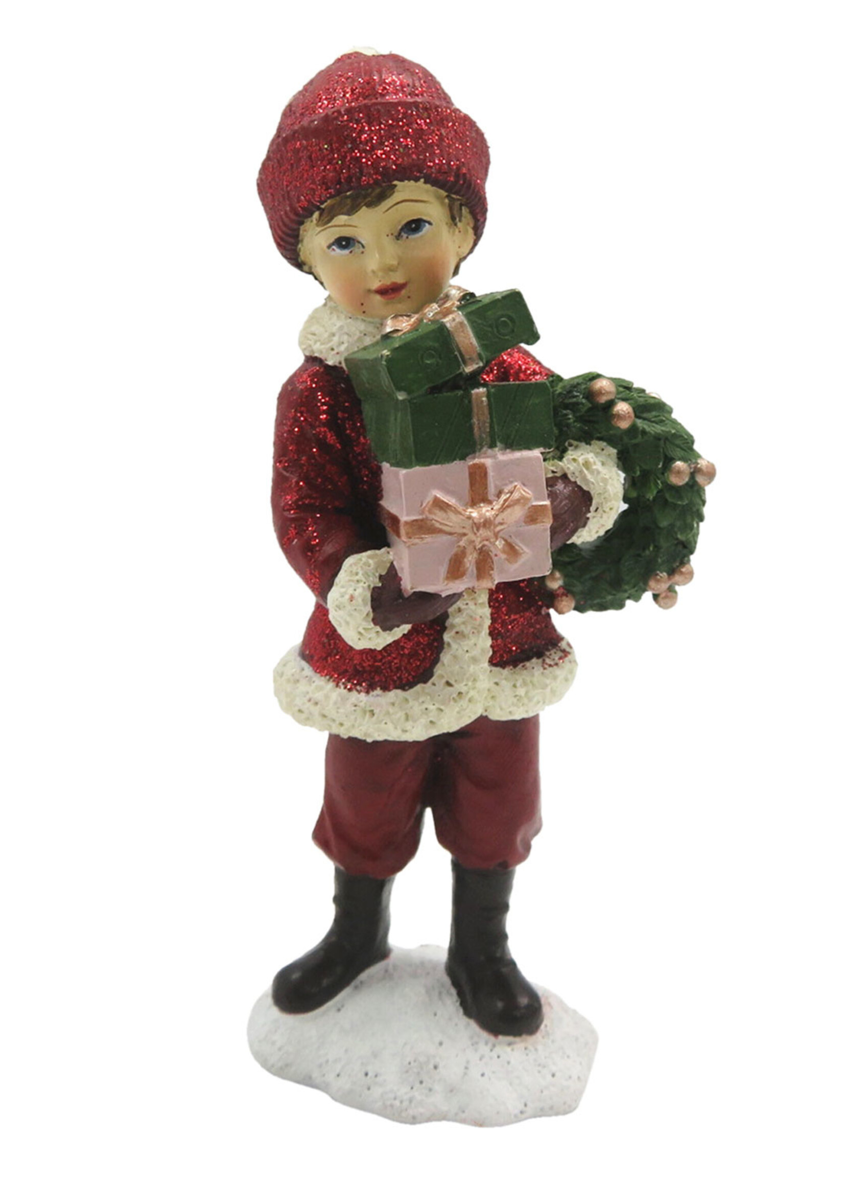 Clayre & Eef Decoratie kind met cadeau 5*4*11 cm 6PR2807