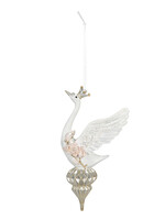 Clayre & Eef Decoratie hanger zwaan 10*6*16 cm 6PR2893