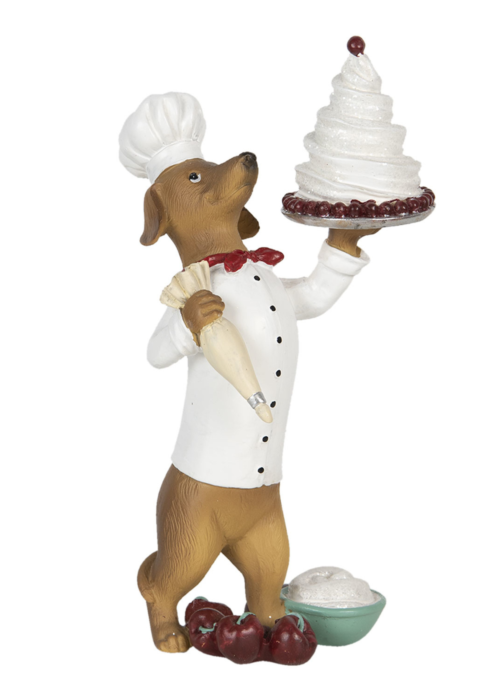 Clayre & Eef Décoration chien avec gâteau 11*11*24 cm 6PR2904